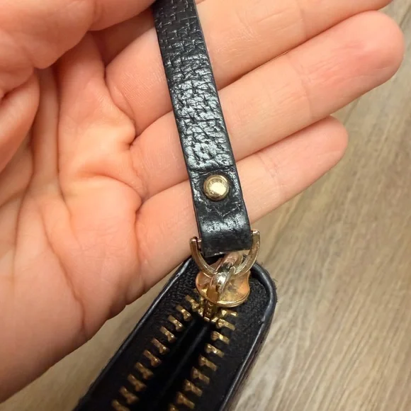 Kate Spade NY Black Leather Zip-Around Wallet with Gold Accent + Pink Interior - Picture 4 of 16